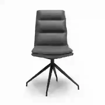Pair of Leather Look Swivel Dining Chairs with Black Legs Choice of 6 Colours